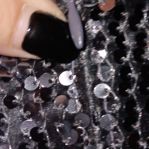 Elegant sequin silverish pewter evening dress - Picture 4 of 6